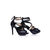 Black leather with leaves platform pump sandal