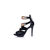 Black leather with leaves platform pump sandal