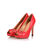 Red leather peep toe platform pump