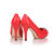 Red leather peep toe platform pump