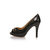 black patent leather peep toe platform pump