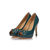 blue patent leather peep toe platform pump