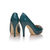 blue patent leather peep toe platform pump