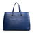 Dark Blue Real Cowhide Leather Handle Bag