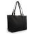 Black Fabric Leather Trim Tote Bag