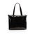 Black soft patent leather tote