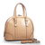 Embossed beige patent leather tote