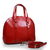 Embossed red patent leather tote