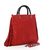 Red suede leather tassel bamboo shopper large tote