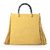 Yellow suede leather tassel bamboo shopper large tote