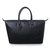 Woven leather handle tote bag