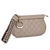 Beige GG Embossed Leather Clutch with Woven Wristlet