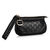 Black GG Embossed Leather Clutch with Woven Wristlet