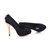 Dark blue suede leather lock pump