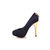 Dark blue suede leather lock pump