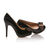 black patent leather platform pump