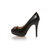 black patent leather platform pump