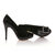 black patent leather platform pump