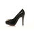 black patent leather platform pump