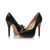 black patent leather peep toe platform pump