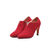 Red suede leather v collar ankle boots