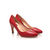 Red leather V collar pump