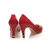 Red leather V collar pump