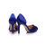 Blue satin pointed head cut out pump