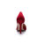 Red satin pointed head cut out pump