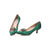 Green satin vintage pump