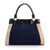 Blue Multi Color Suede Leather Large Turn Lock Closure Handle Bag