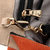 Orange Multi Color Suede Leather Large Turn  Lock Closure Handle Bag