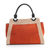 Orange Multi Color Suede Leather Large Turn  Lock Closure Handle Bag