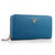 Blue Saffiano Leather Zipper Long Wallet