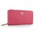 Fuschia Saffiano Leather Zipper Long Wallet