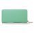 Green Saffiano Leather Zipper Long Wallet