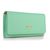 Green Saffiano Leather Button Flap Closure Wallet