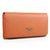 Orange Saffiano Leather Button Flap Closure Wallet