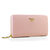 Pink Saffiano Leather Zipper Long Wallet