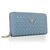 Light Blue Saffiano Leather Cutout Zipper Closure Wallet