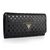 Black Saffiano Leather Cutout Button Flap Closure Wallet