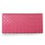 Fuschia Saffiano Leather Cutout Button Flap Closure Wallet