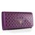 Purple Saffiano Leather Cutout Button Flap Closure Wallet