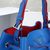 Blue leather with red edge bucket bag