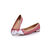 Beige leather with white round head bow-tie flat