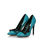 Blue patent leather bow-tie pointed head pump