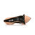 Beige patent leather bow-tie pointed head pump