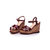 Wine patent leather cross tie wedge pump sandal