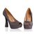 Gray Patent Leather Peep Toe Platform Pump