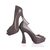 Gray Patent Leather Peep Toe Platform Pump